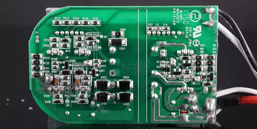 A small driver board on the side manages MOSFET control